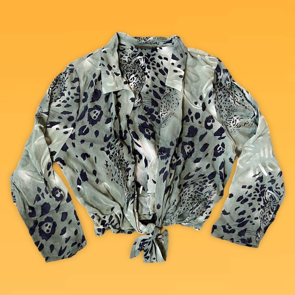 vintage picadilly fashion jaguar print blouse